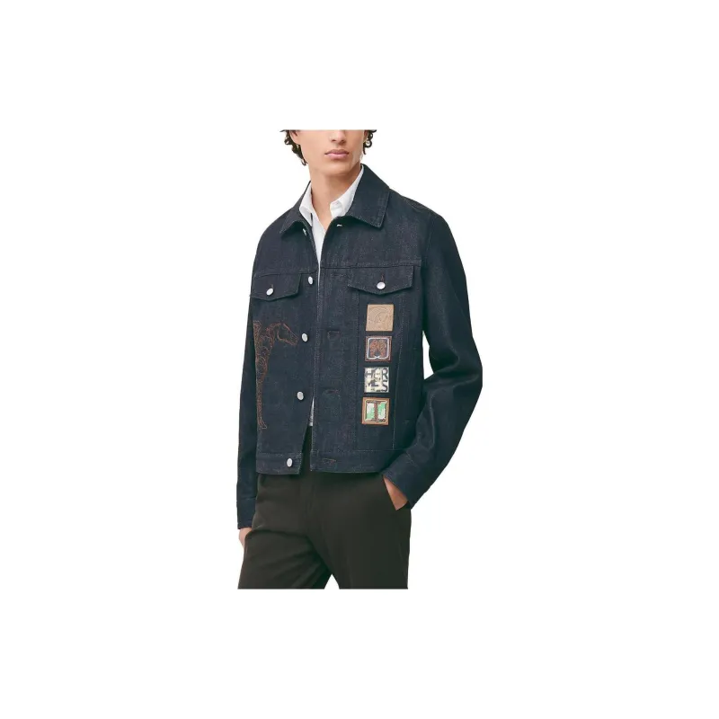 HERMES SS23 Denim Jacket Men's Navy Blue-3
