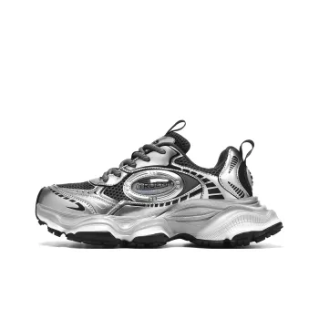 ZHENEN Height Increasing Low Top Chunky Sneakers Unisex Silver Black