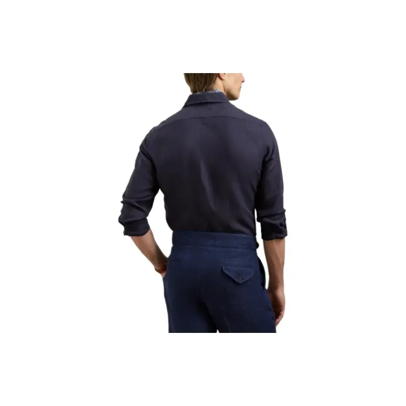Ralph Lauren Purple Label Linen Silk Canvas Shirt Men's Dark Blue-3