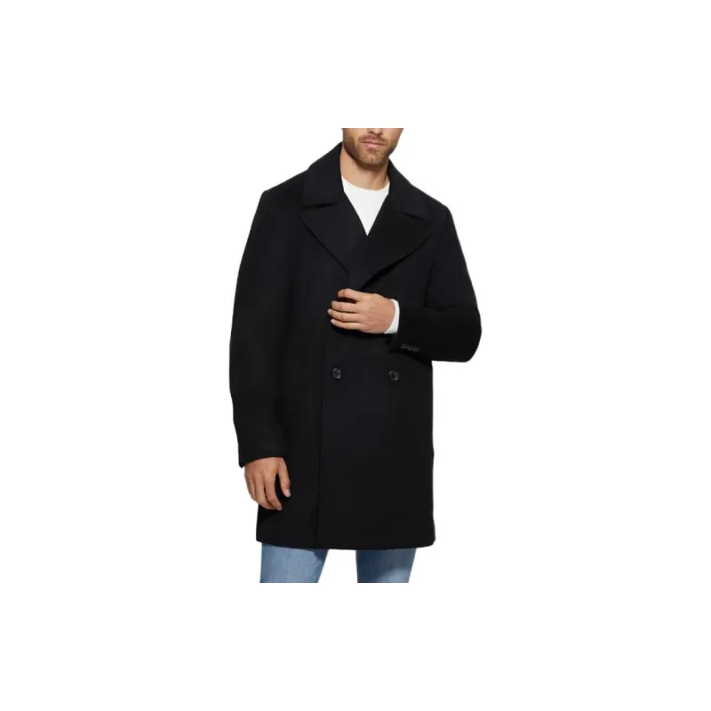 GUESS Bel Air Melton Wool-Blend Peacoat Coats Men's Black-2