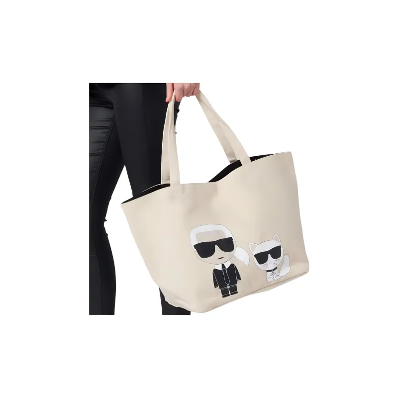 KARL LAGERFELD Canvas Bag, Tote Bag, Shopping Bag, Handbag, Shoulder Bag Women's Beige-4