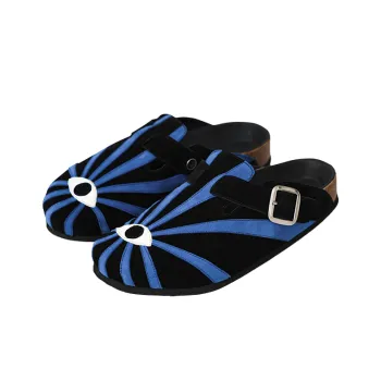 SYMBOLS OF LIGHT Cork Sole Slip Resistant Closed Toe Slippers Unisex Blue