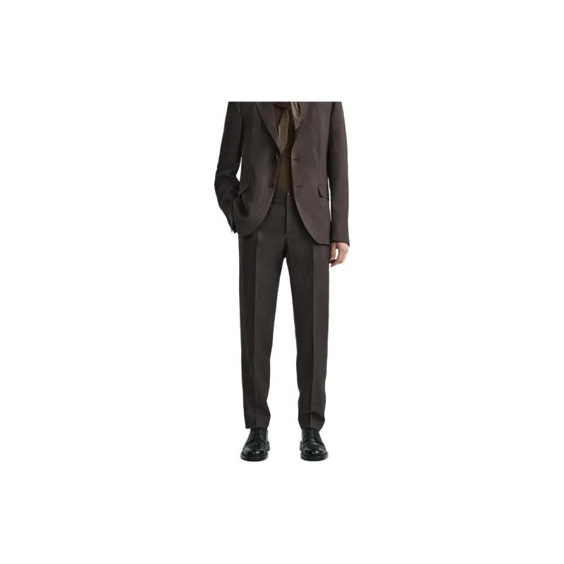 ZARA Suit Trousers Men Brown-2
