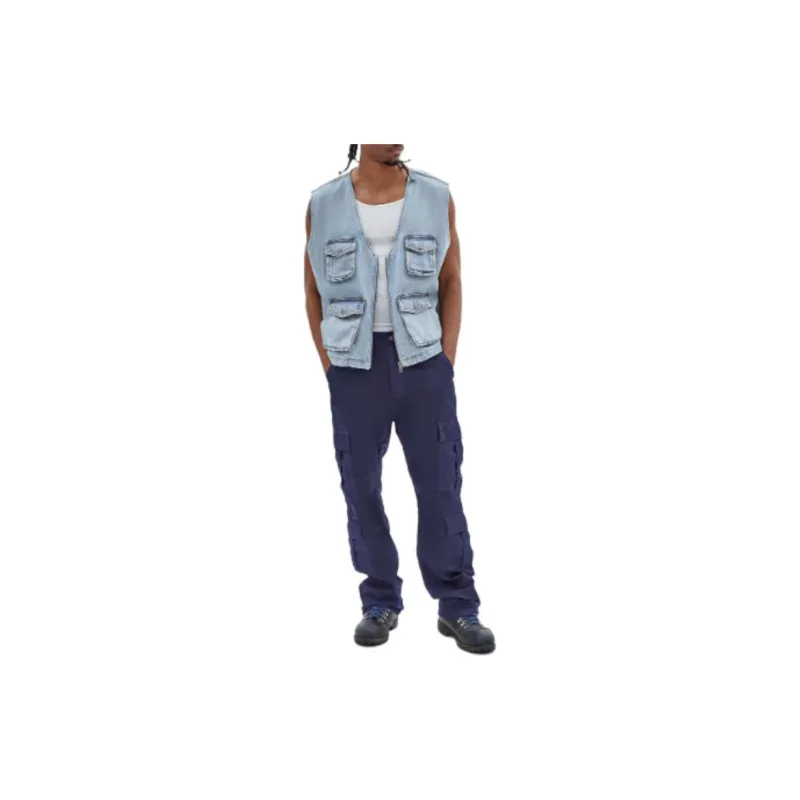 GUESS Originals Denim Cargo Vest Vest Men's Light Blue-4