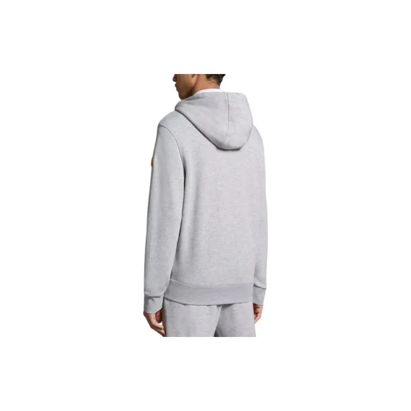 Moncler Logo Patch Zip-Up Hoodie Jackets Coats Men's Gray-3