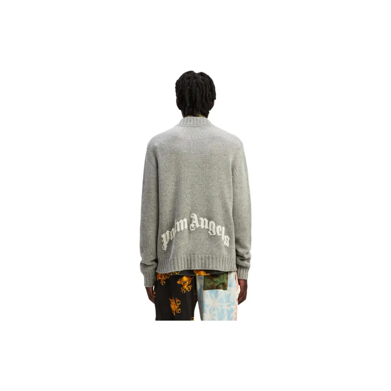 PALM ANGELS Logo Intarsia Buttoned Cardigan-3