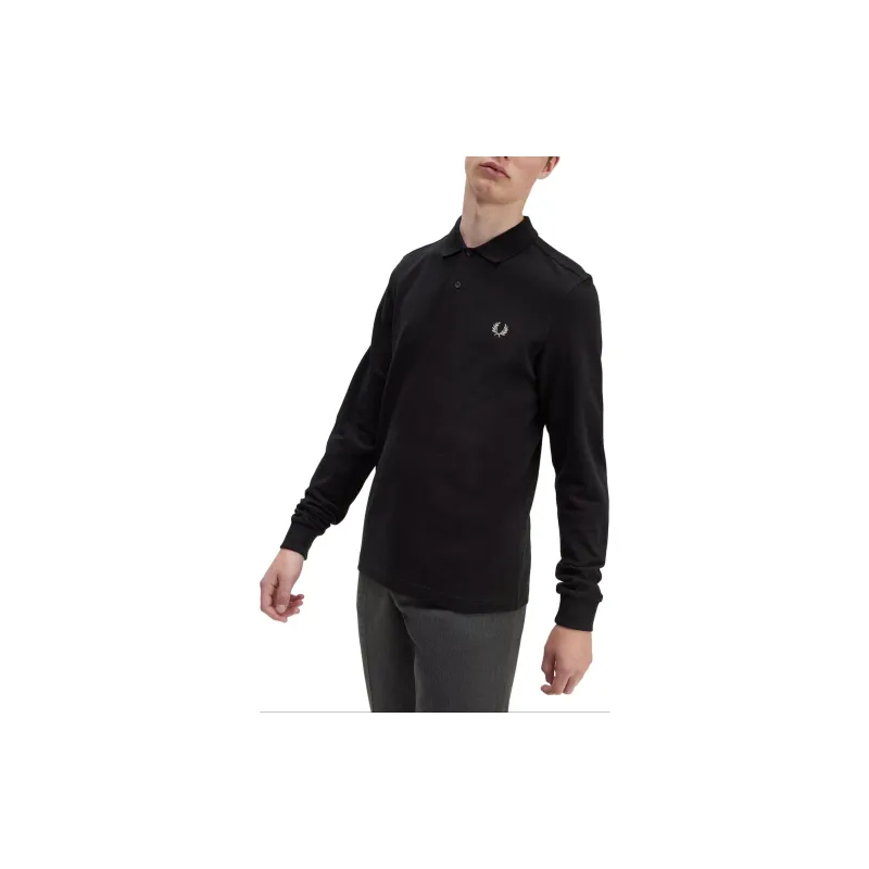 FRED PERRY Long Sleeved Logo Embroidered Polo Shirt-2