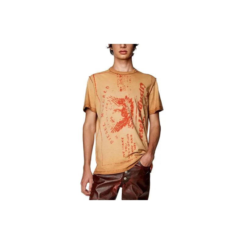 DIESEL T Shirts Men Light Brown-2