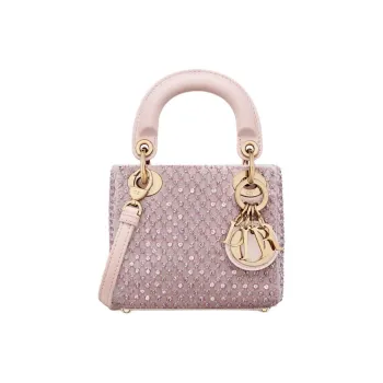 DIOR Lady Dior Mulberry Silk With Cow Leather Shoulder Bag, Crossbody Bag, Handbag Extra Mini Women's Pink