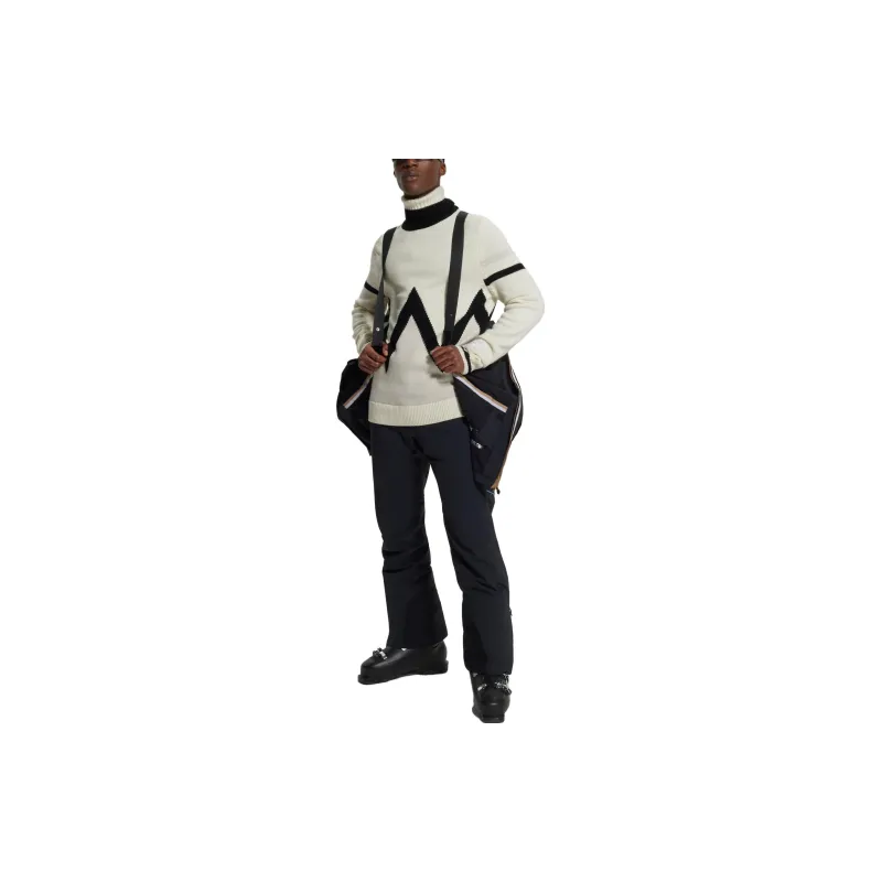 HUGO BOSS x PERFECT MOMENT FW23 Virgin Wool Sweater With Stripe Intarsia Sweater Men's Ecru-1