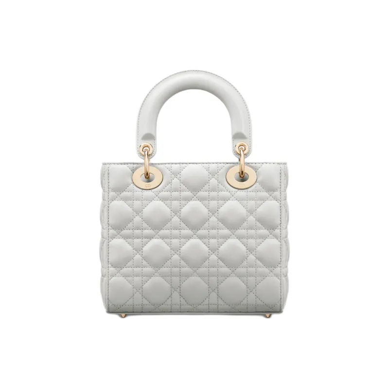 DIOR Lady Dior Wicker Pattern Lambskin Lady Dior Bag, Shoulder Bag, Crossbody Bag, Handbag Trumpets Women's Cloud Gray-2