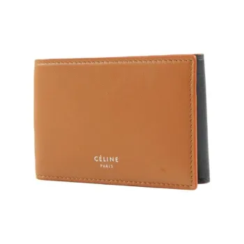 CELINE Calfskin Wallet Women's Terracotta & Marine Blue
