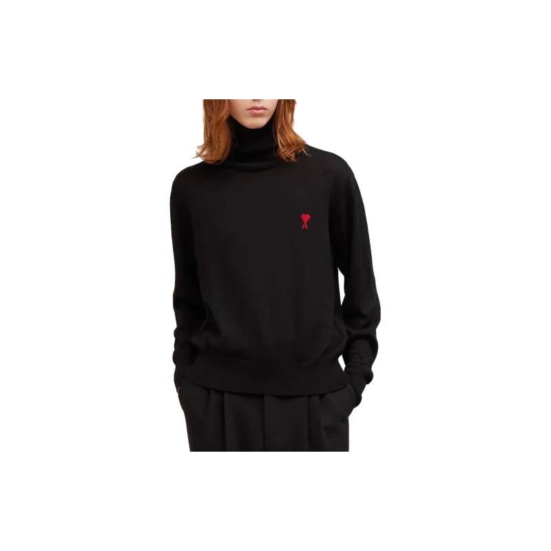 Ami Paris Ami De Coeur Embroidery Turtleneck Sweater-1