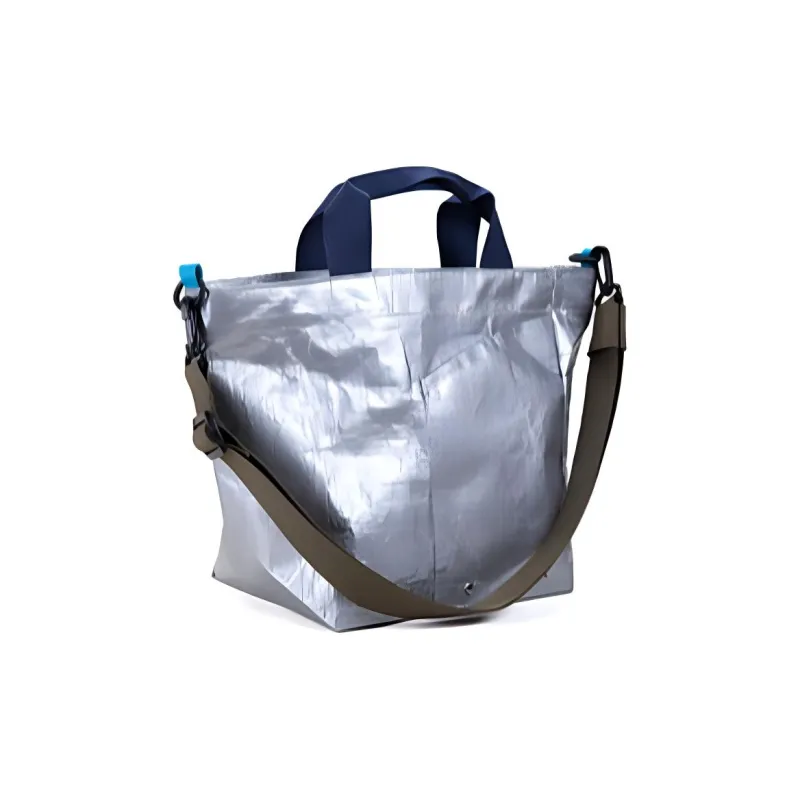 ROOTOTE Polyethylene Woven Bag, Handbag, Shoulder Bag, Crossbody Bag Regular Unisex Black/Silver-4