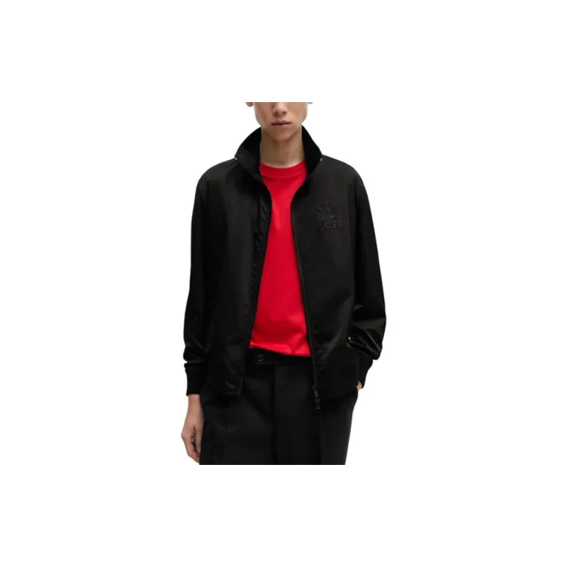 HUGO BOSS Satin Jacket In A Regular Fit With Special Artwork Jackets & Coats Unisex Black-1
