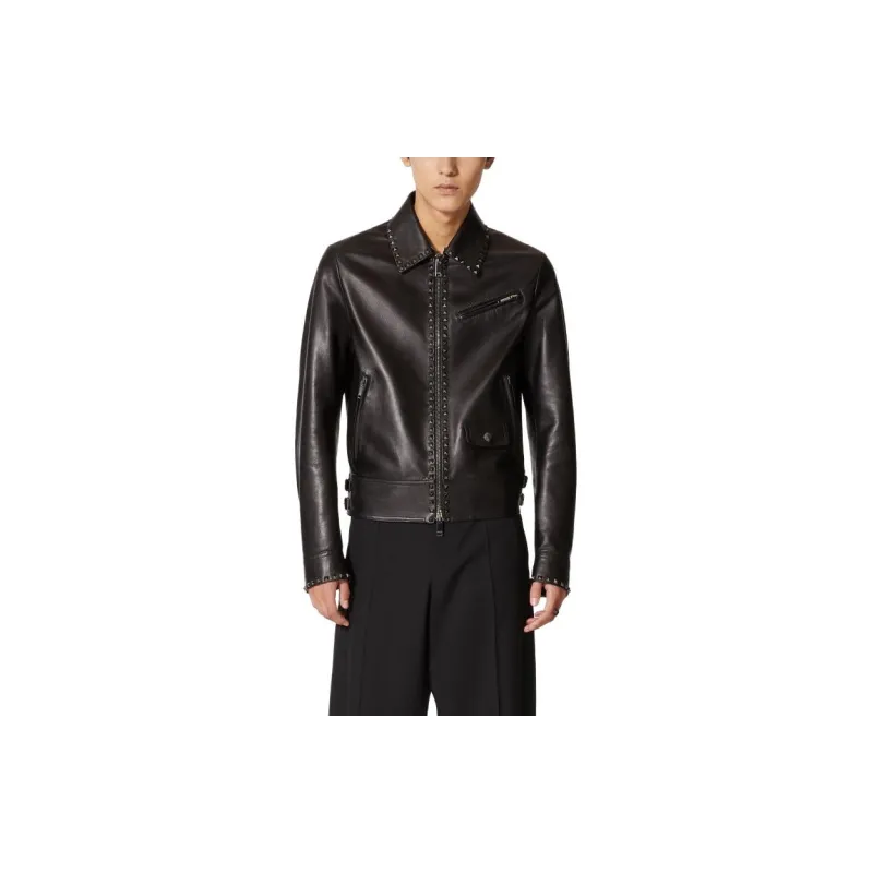 Valentino Leather Jackets Men Black-1