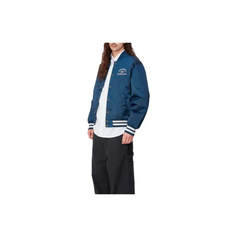 Carhartt WIP Preppy Style Collection Class Of 89 Bomber Jacket Baseball Jacket Men's Blue-5