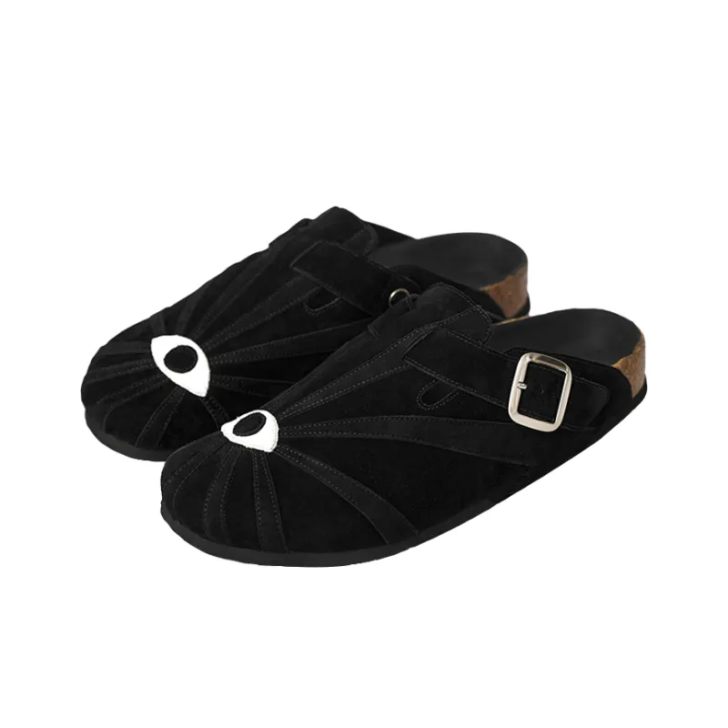 SYMBOLS OF LIGHT Cork Sole Slip Resistant Closed Toe Slippers Unisex Black-0
