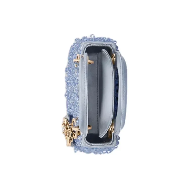 DIOR Lady Dior Mulberry Silk Shoulder Bag, Crossbody Bag, Handbag Extra Mini Women's Space Blue-3