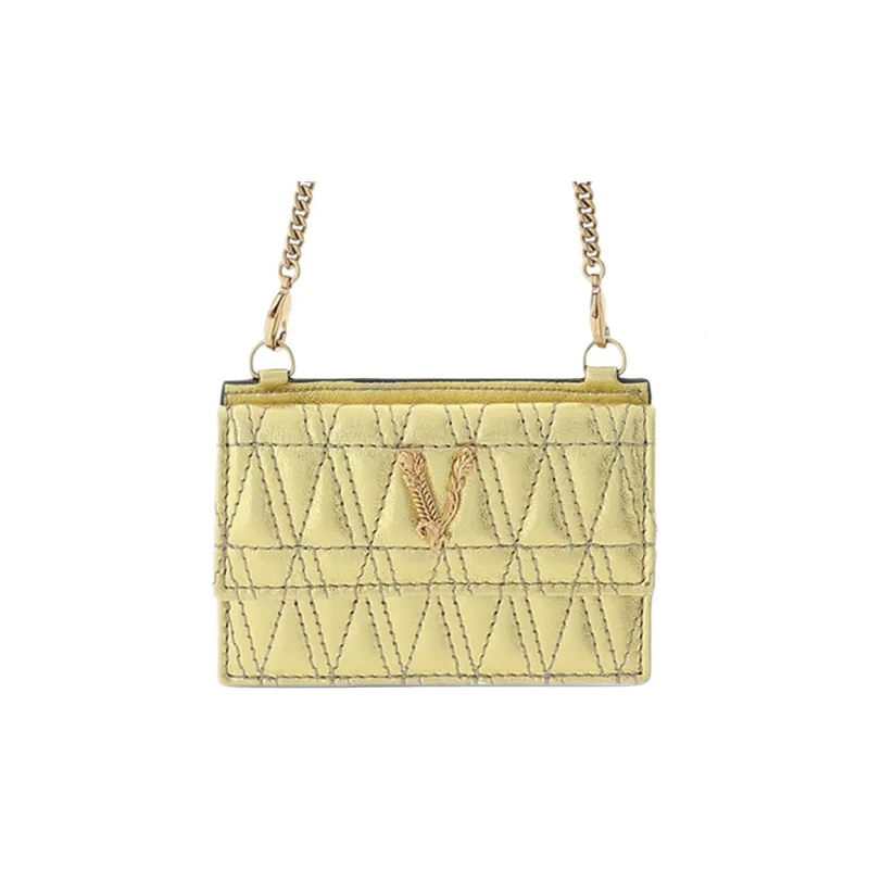 VERSACE Virtus Leather Card Holder Women's Gold-1