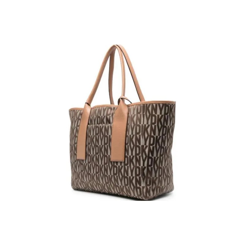 DKNY Polyester Tote Bag Shopping Bag Handbag Large Size Women's Brown-1