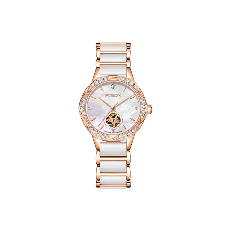 ROSDN Mechanical Movement Ceramic Strap Watch Women's Watch Mother of Pearl Color Watch Dial-1