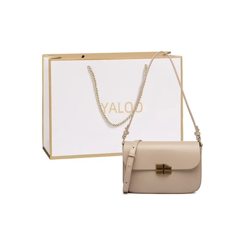 Yalu Cow Leather Shoulder Bag Women's Coffee/Midnight Black/Milk Tea Apricot-7