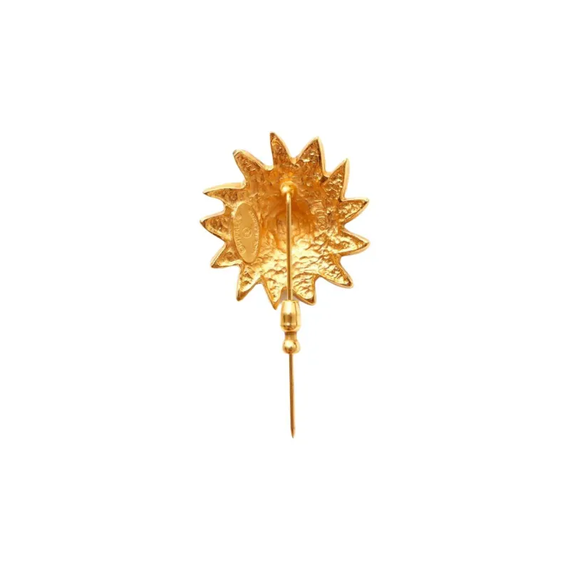 CHANEL 1970 1980 Plated Lion Head Pin Brooch Costume Brooch-2