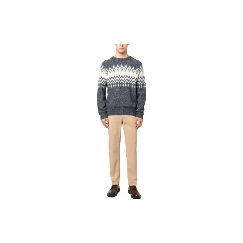 Brunello Cucinelli Argyle Check Long Sleeved Jumper-1