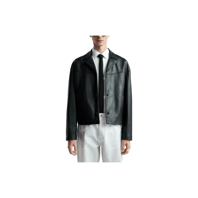 ZARA Leather Jacket Men's Black-2