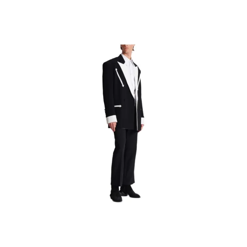 BALMAIN Crepe texture Double breasted Blazer-3