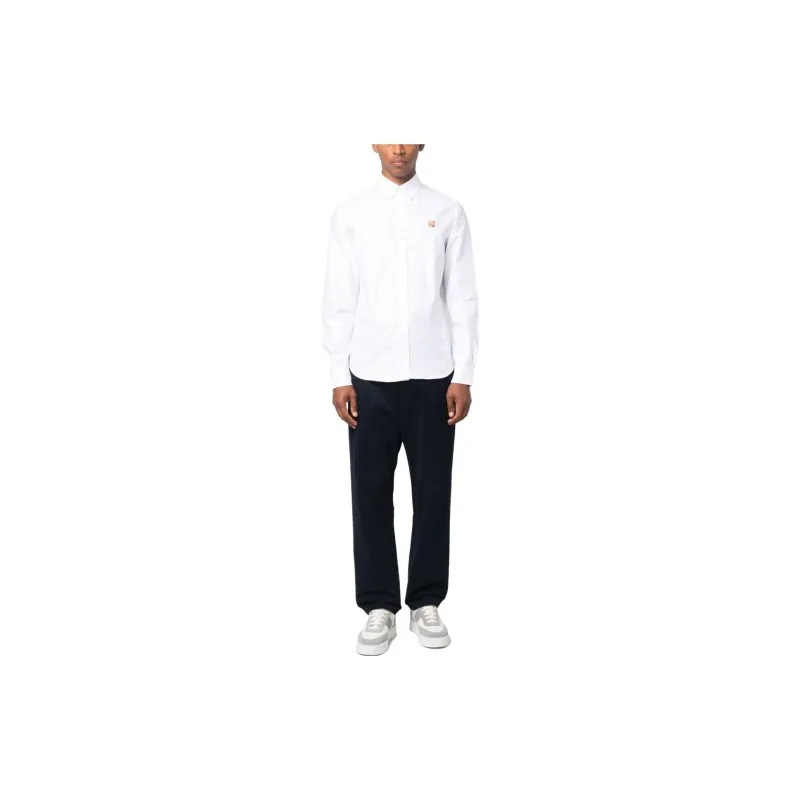 Maison Kitsune Fox Patch Curved Hem Shirt-2