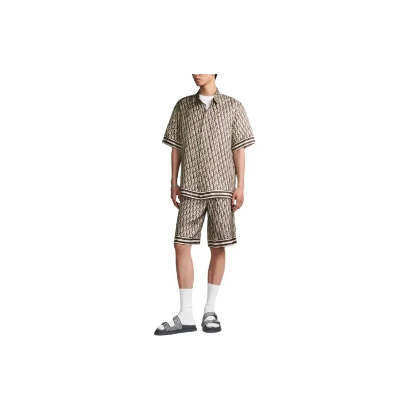 DIOR Oblique Short Sleeved Shirt Shirt Men's Brown-2