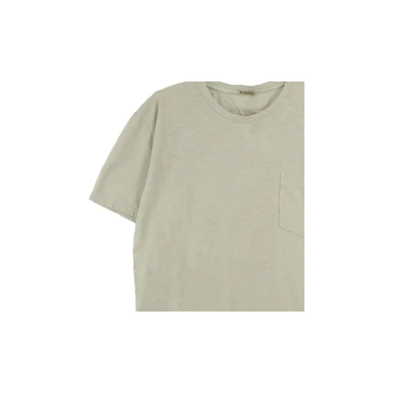 BARENA Solid Color Crew Neck Pullover Straight Fit Short Sleeved T Shirt Men's Sea Green-3