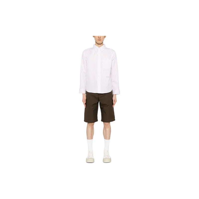MARNI Logo embroidered Striped Cotton Shirt-1