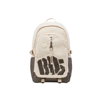 LiNing Polyester Student Backpack Regular Unisex Stone White Gray & Slate Brown