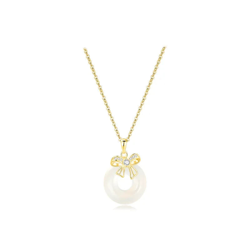 Teddy Bear Collection Chalcedony S925 Sterling Silver Necklace Women's-1