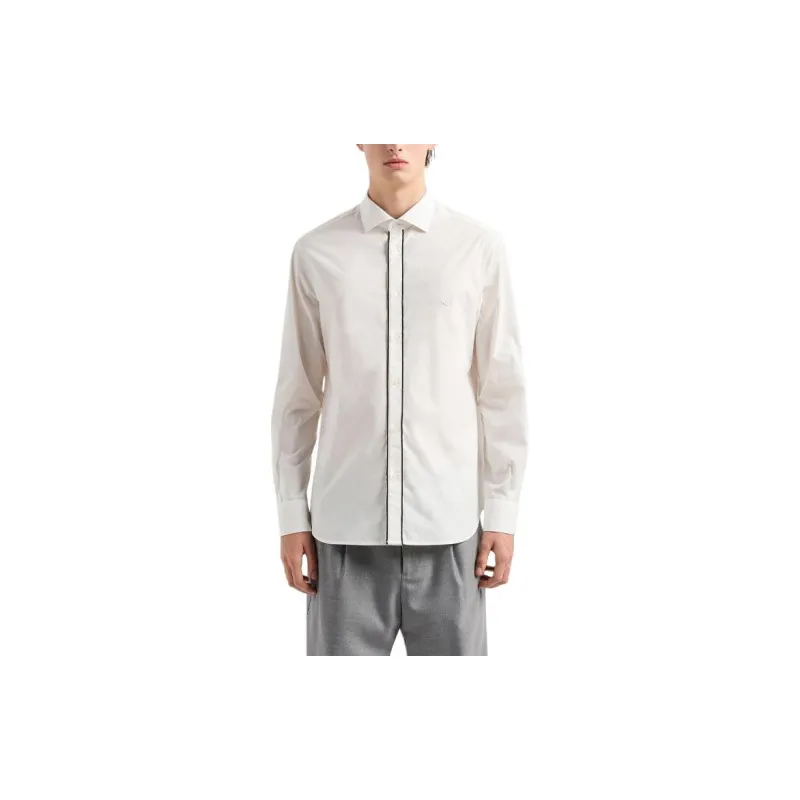 EMPORIO ARMANI Pima Canvas Shirt With Piped Placket-1