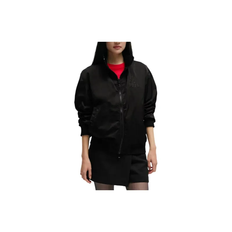 HUGO BOSS Satin Jacket In A Regular Fit With Special Artwork Jackets & Coats Unisex Black-3