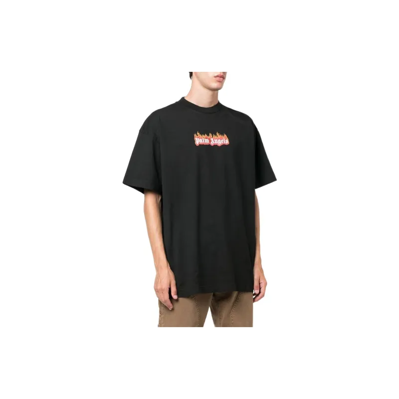 PALM ANGELS Garment Dye Burning Logo Classic T Shirt-4
