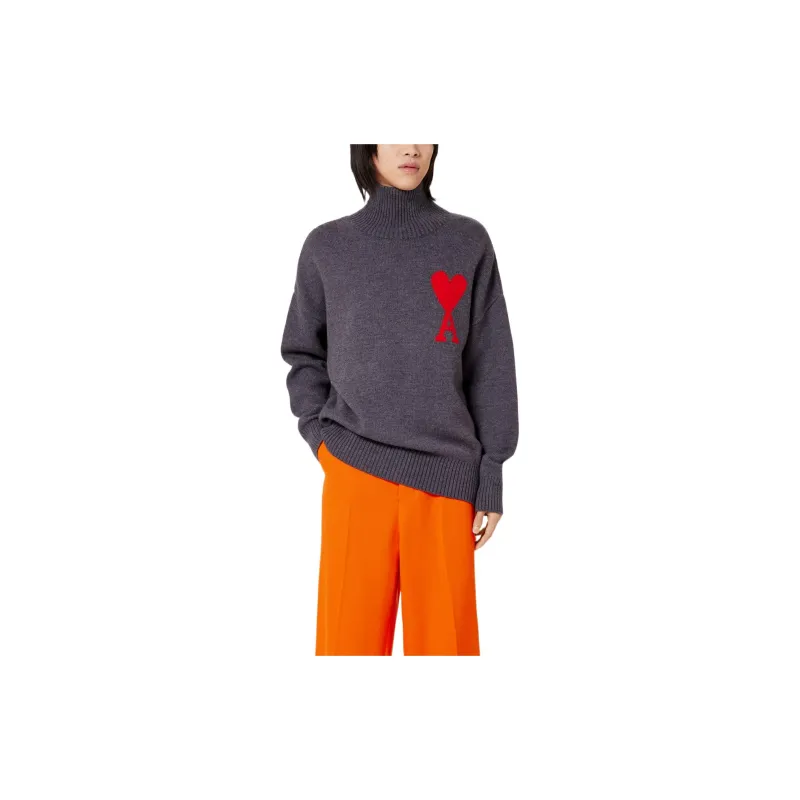 Ami Paris Ami De Coeur Roll Neck Jumper-2