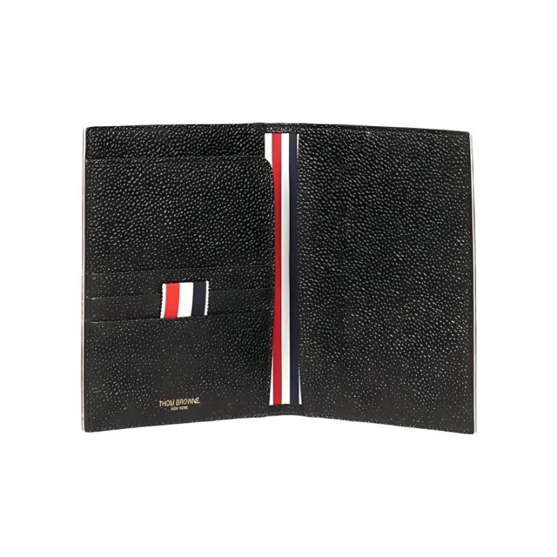 THOM BROWNE· Leather Passport Holder Regular Men's Black-0