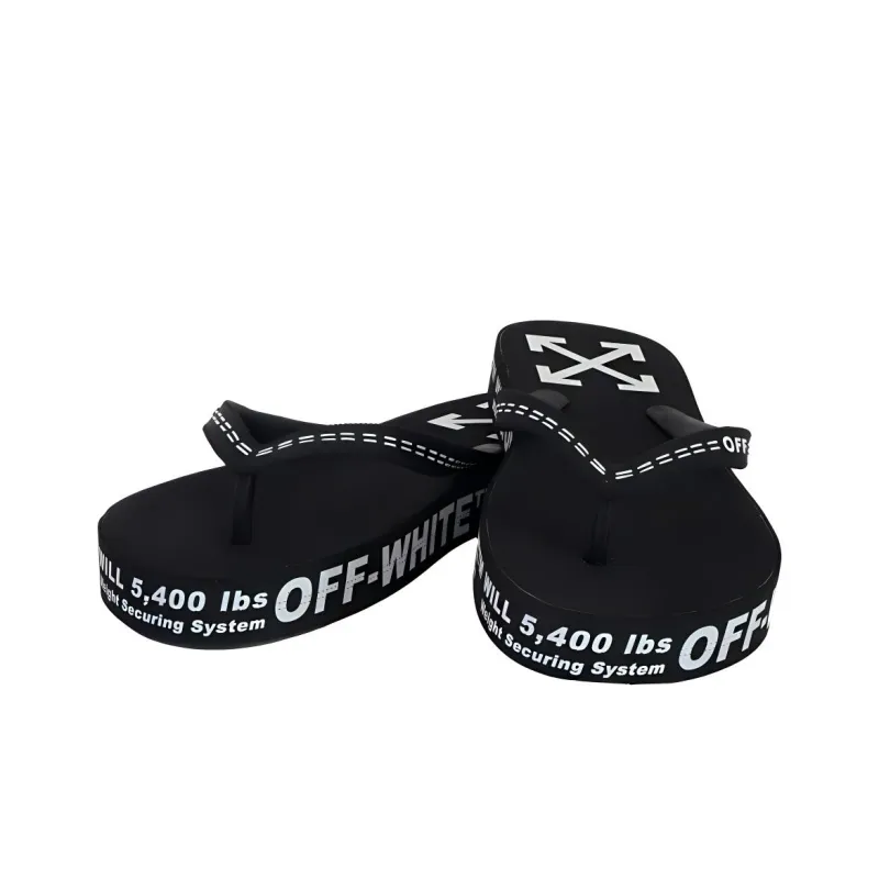 OFF WHITE Logo Typographic Flip Flop Black SS20-3
