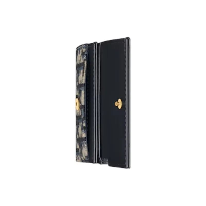 DIOR 30 Montaigne Cotton With Calfskin Wallet Regular Women's Blue-2