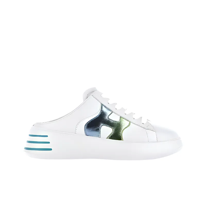 HOGAN Rebel Rubber Sole Wrap-toe Slippers Women's White Blue Green-1