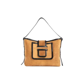 PIERRE HARDY Suede Studded Calfskin One Shoulder Handbags Women's Camel