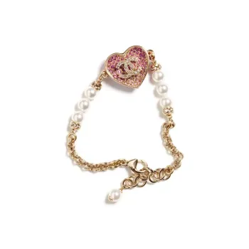 CHANEL Metal Artificial Pearl Rhinestone Bracelets Women's