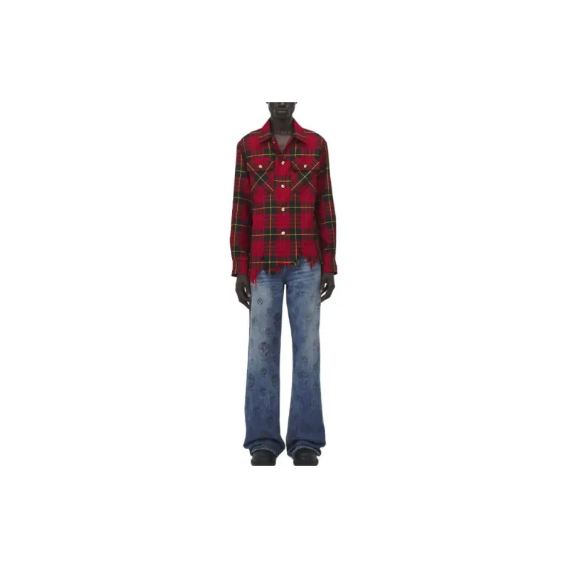 Alexander McQueen Distressed Tartan Overshirt-1