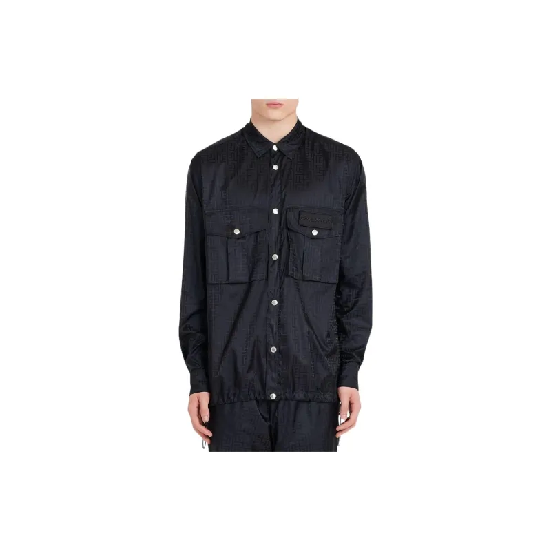 BALMAIN Monogram Overshirt With Velcro Logo-1