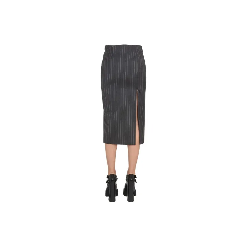 VERSACE Pinstripe High Waist Midi Skirt-1